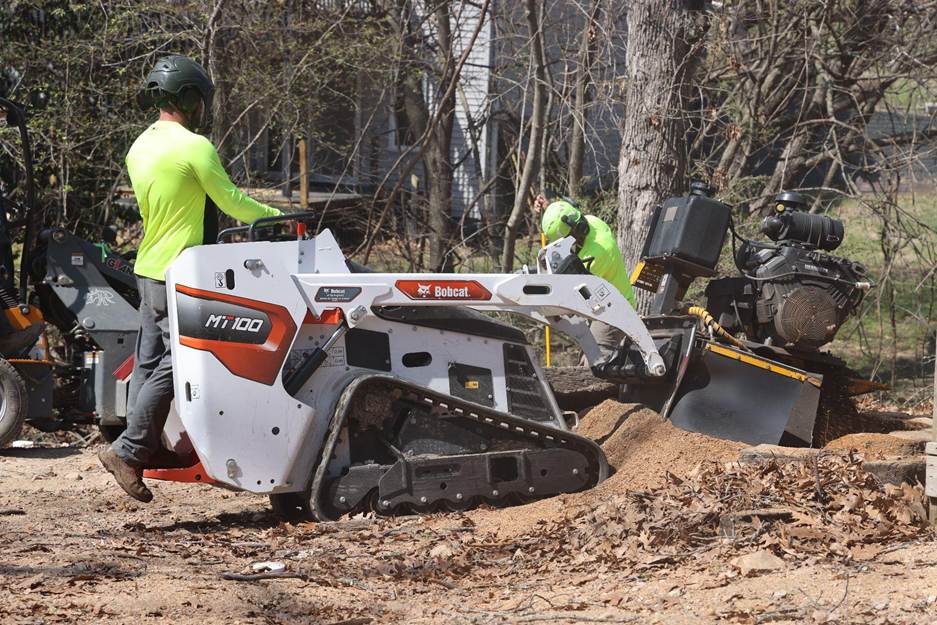 an arborist on a Bobcat
